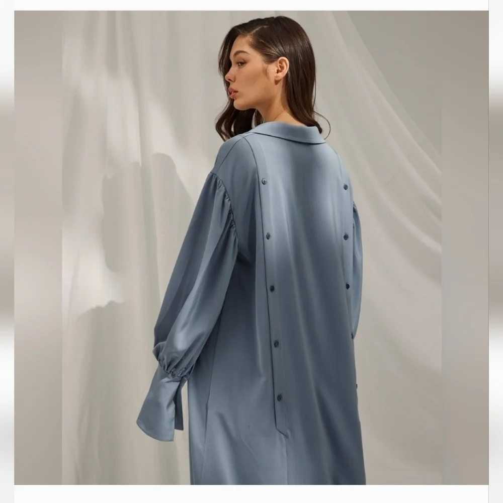 Nap Drape Shirt Robe Loungewear Dress - Size L